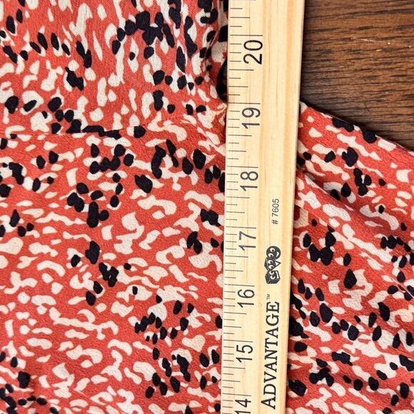 Anthropologie Red-Orange and Black Long Sleeve Maxi Faux Wrap Dress EUC Sz M - Picture 12 of 13